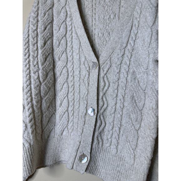 Karen Kane Cream Cable Knit Textured Cozy Button Up Sweater Cardigan SMALL. - Picture 3 of 5